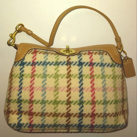 BRAND NEW☆Vintage COACH HAMPTON'S Tattersall Wool Large Capacity 2-Way Baguette - Picture 16 of 16